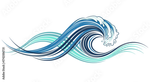 Stylized ocean wave illustration with dynamic flow and elegant aesthetic appeal