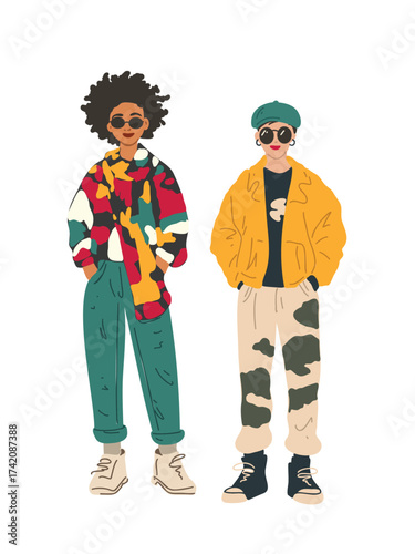 vector illustration modern fashionable young people