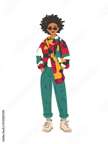 vector illustration full length fashionable african american woman