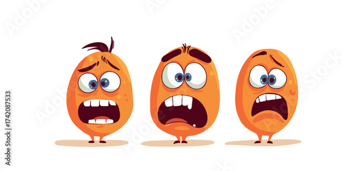 vector illustration set of funny surprised emojis