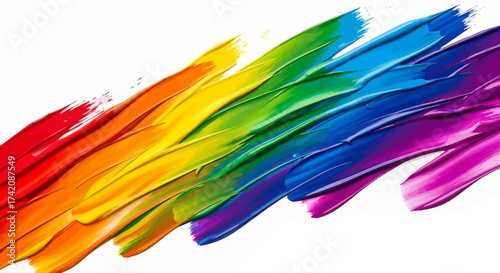 Vibrant spectrum of acrylic strokes cascade across a pristine backdrop artistic expression