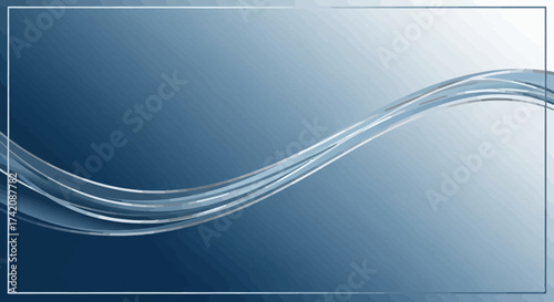 Abstract wave background with gradient shades of blue and decorative border design