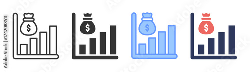 Revenue icon set multiple style collection