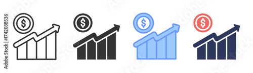 Profit icon set multiple style collection