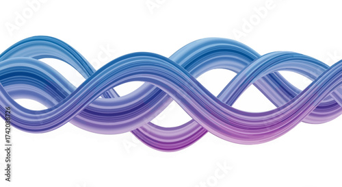 Abstract flowing lines in gradient blue and purple evoking movement and harmony on a white backdrop