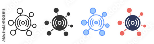 Network icon set multiple style collection