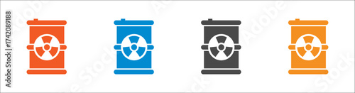 Nuclear waste icon. Editable vector stroke, outline and solid icon. Eps10 file.