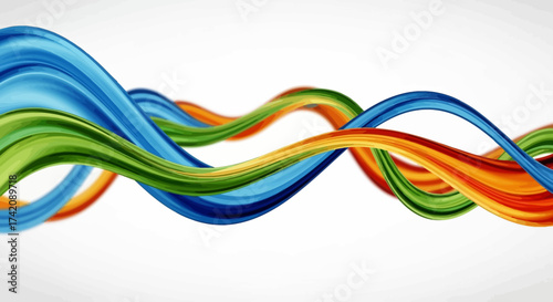 Vibrant waves intertwining create a dynamic visual symphony with playful colors and movement,
