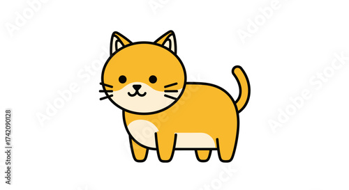 Adorable Orange Kitten Illustration with Cute Face and Tail