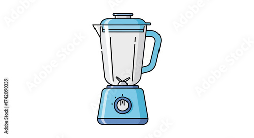 Vector icon of a classic blue kitchen blender for making smoothies and shakes, representing healthy food preparation