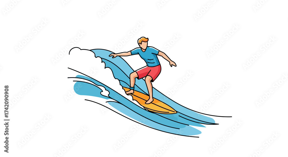 Fototapeta premium Surfer riding a big wave A symbol of skill, balance, and thrill in the ocean's embrace