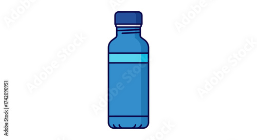 Clean Blue Bottle Illustration for Hydration and Refreshment Concept