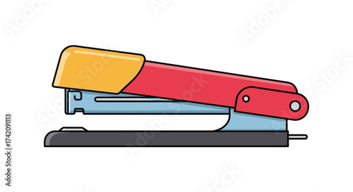 Red Stapler Illustration for Office or School Stationery Supplies