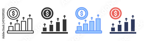 Revenue icon set multiple style collection