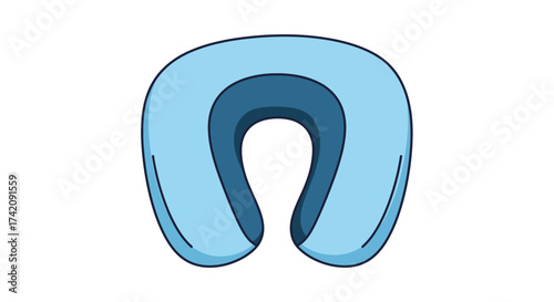Illustration of a light blue travel neck pillow on a white background