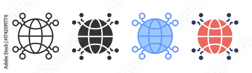 Network icon set multiple style collection