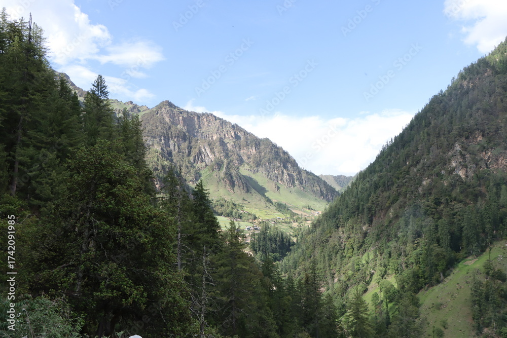 Fototapeta premium mountain landscape and beautiful village