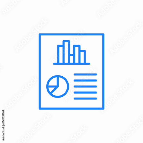 document with charts and data for reports and analytics icon sign vector