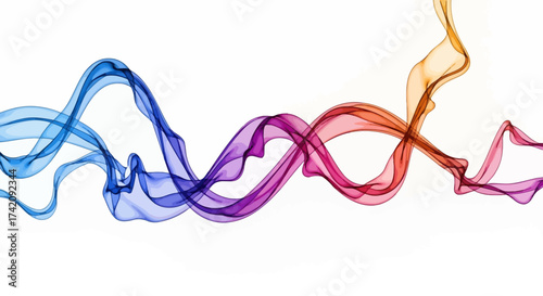 Abstract multicolored smoke effect flowing on a white background for artistic presentations and