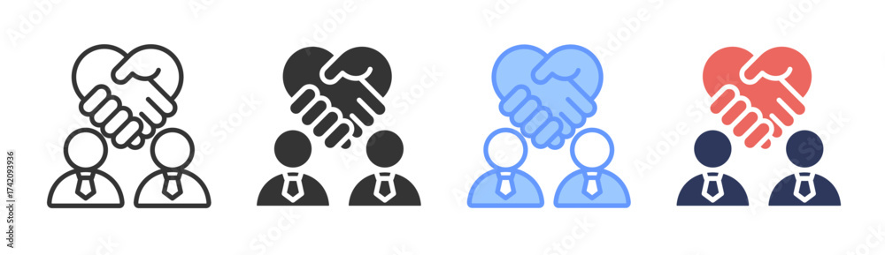 Obraz premium Negotiation icon set multiple style collection