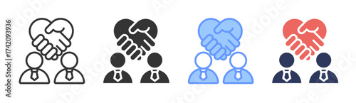 Negotiation icon set multiple style collection