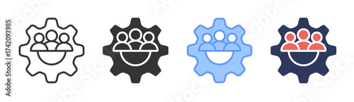 Teamwork icon set multiple style collection