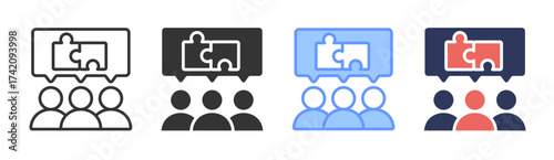 Collaboration icon set multiple style collection