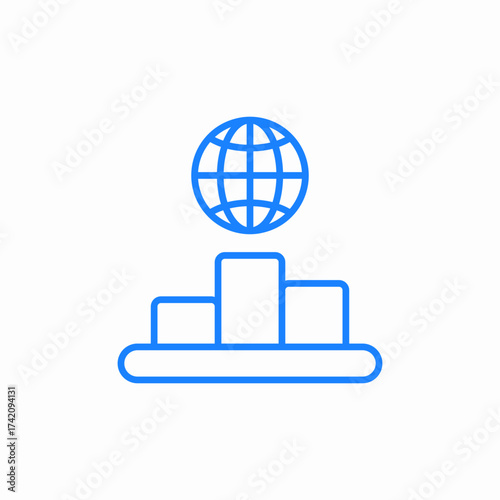 pedestal with globe for leadership and global ranking icon sign vector