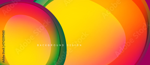 Abstract colorful lines create dynamic background. Gradient shades blend, forming smooth curves, modern design element.