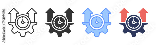 Productivity icon set multiple style collection
