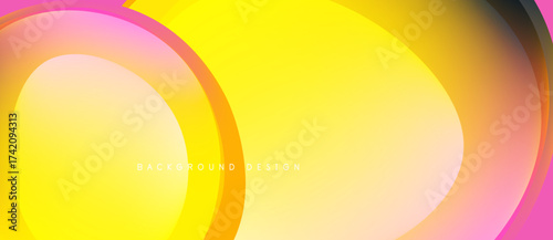Abstract flowing shapes, vibrant yellow, pink hues. Modern design, smooth gradients create dynamic visual effect. Background element.