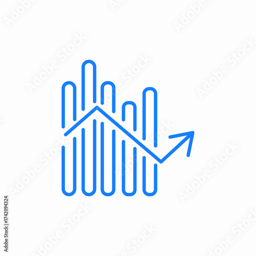 recovery increase graph blue icon sign vector
