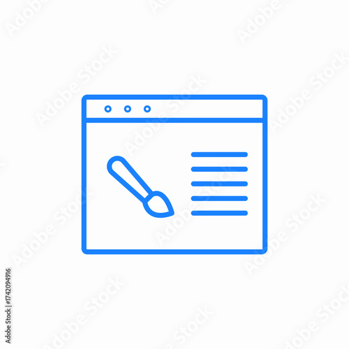 web interface with paintbrush for web design or content creation icon sign vector
