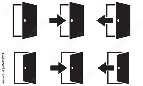 Doors icons door arrow icon design isolated on white background vector illustration

