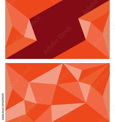 2 wallpaper with orange red lowpoli  style. Vector art lowpoli for backbround, wallpaper, template, poster, banner and leaflet.