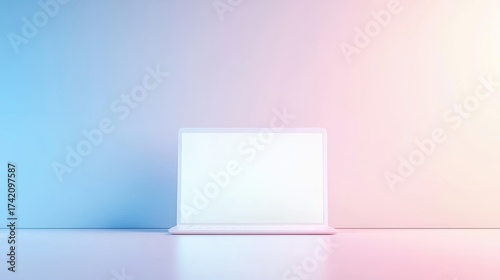 mockup concept Open laptop with a blank screen on a desk, workspace setting, ideal for showcasing website designs or software