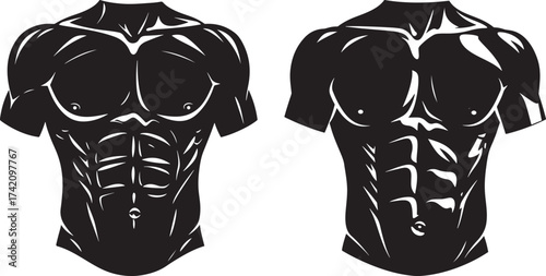Two muscular torso silhouettes silhouette