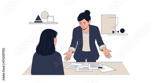 Formal Discussion Between Two Individuals Portraying Meeting or Business Interaction Visual