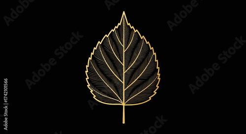 Detailed golden leaf pattern on, representing nature, elegance, and organic beauty with intricate veins and sophisticated aesthetic