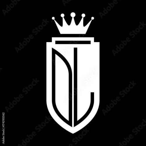 OL Vector logo initials shield with royal crown minimalist, elegant style