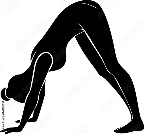 Elegant silhouette illustrating a person in a fundamental yoga position, perfect for concepts of mindfulness, fitness, flexibility, and a balanced healthy lifestyle