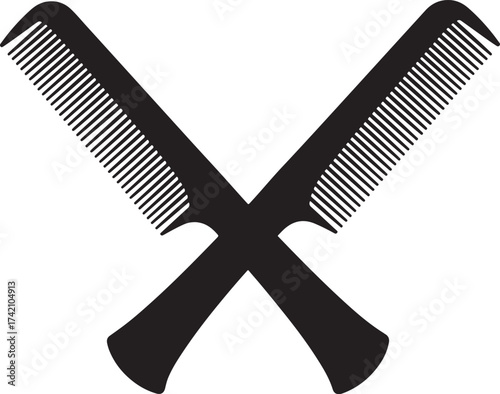 Two crossed combs silhouette