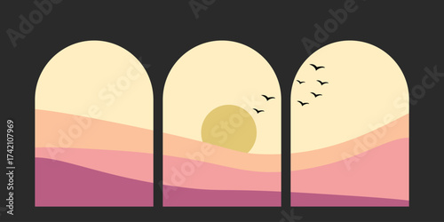 three window view vector art