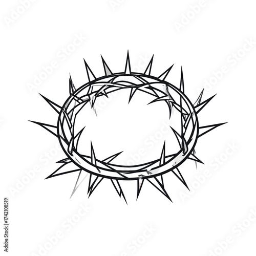 Iconic depiction of a crown of thorns, a symbol of suffering, sacrifice, and faith