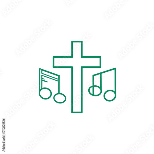 Sacred Music Christian Cross with Notes for Church Choir Performances