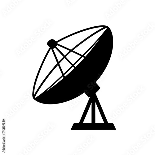 Black silhouette of a satellite antenna