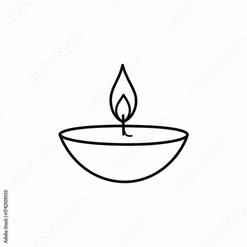 Minimalist Candle Flame Icon for Relaxation and Warmth