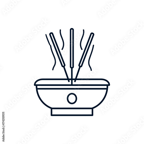 Bowl of Incense Sticks in Vector Illustration | Aromatherapy & Meditation