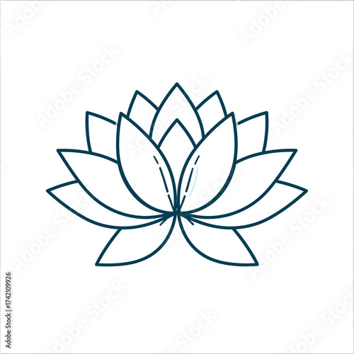 Lotus Flower Outline Icon Elegant Design for Wellness and Spirituality Concepts
