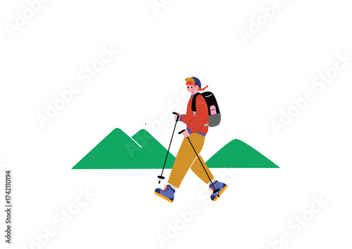 登山を楽しむ女性